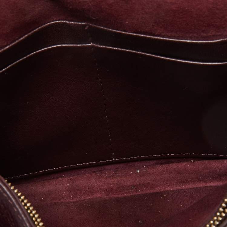 Pre Owned Dior Dark Burgundy Leather Diorama Wallet on Chain