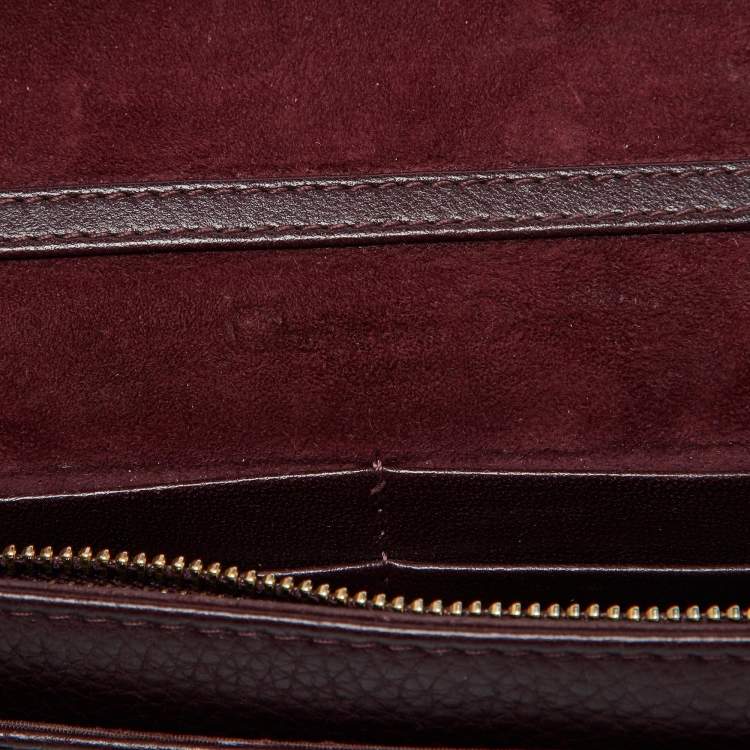 Pre Owned Dior Dark Burgundy Leather Diorama Wallet on Chain