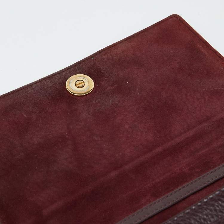 Pre Owned Dior Dark Burgundy Leather Diorama Wallet on Chain