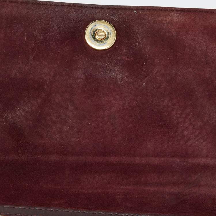 Pre Owned Dior Dark Burgundy Leather Diorama Wallet on Chain