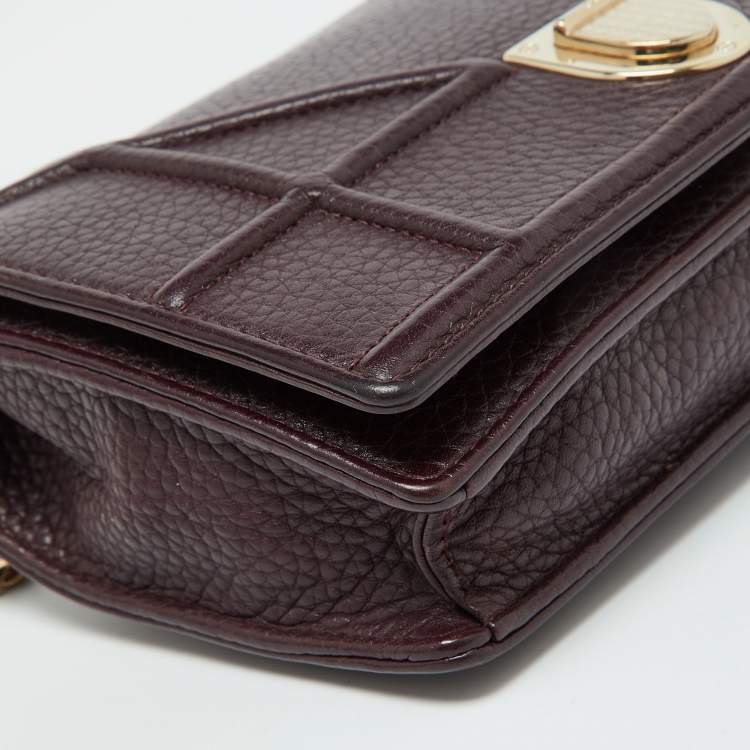 Pre Owned Dior Dark Burgundy Leather Diorama Wallet on Chain