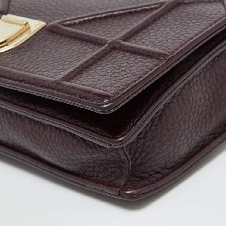 Pre Owned Dior Dark Burgundy Leather Diorama Wallet on Chain