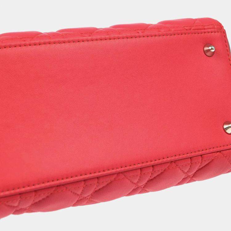 Pre Owned Christian Dior Pink Lambskin Lady Dior Cannage Handbag