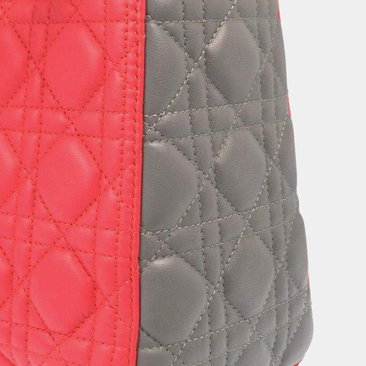 Pre Owned Christian Dior Pink Lambskin Lady Dior Cannage Handbag
