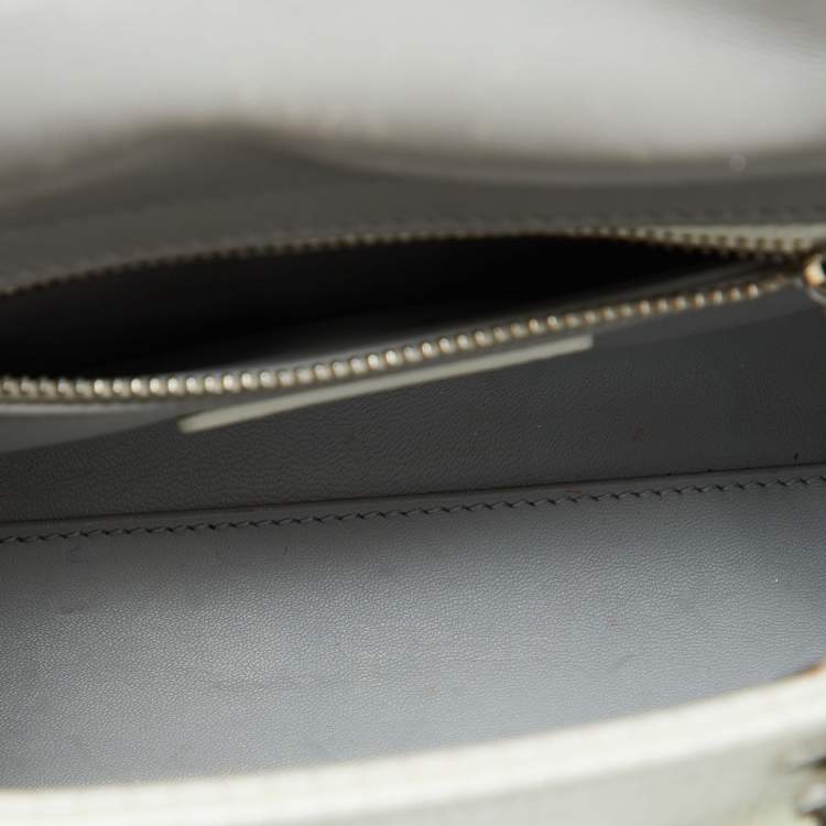 Pre Owned Dior White Microcannage Patent Leather Mini Lady Dior Tote