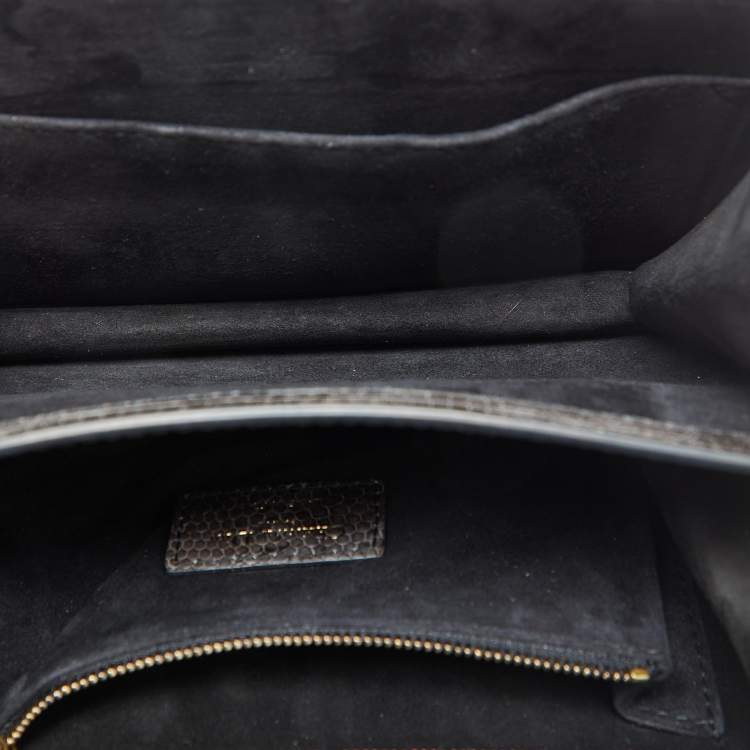 Pre Owned Dior Grey/Brown Lizard DiorDirection Flap Bag