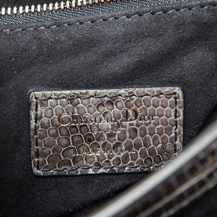 Pre Owned Dior Grey/Brown Lizard DiorDirection Flap Bag