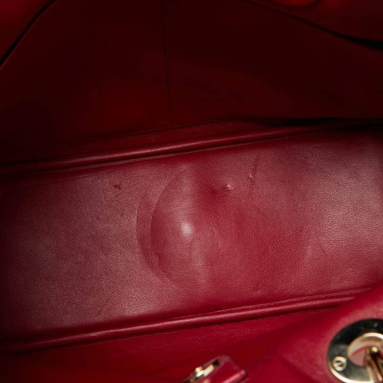 Pre Owned Dior Orange Ostrich Medium Diorissimo Shopper Tote