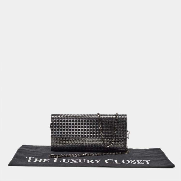 Pre Owned Dior Metallic Patent Leather Micro Cannage Croisiere Wallet on Chain