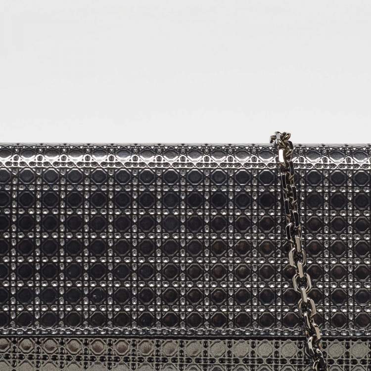 Pre Owned Dior Metallic Patent Leather Micro Cannage Croisiere Wallet on Chain