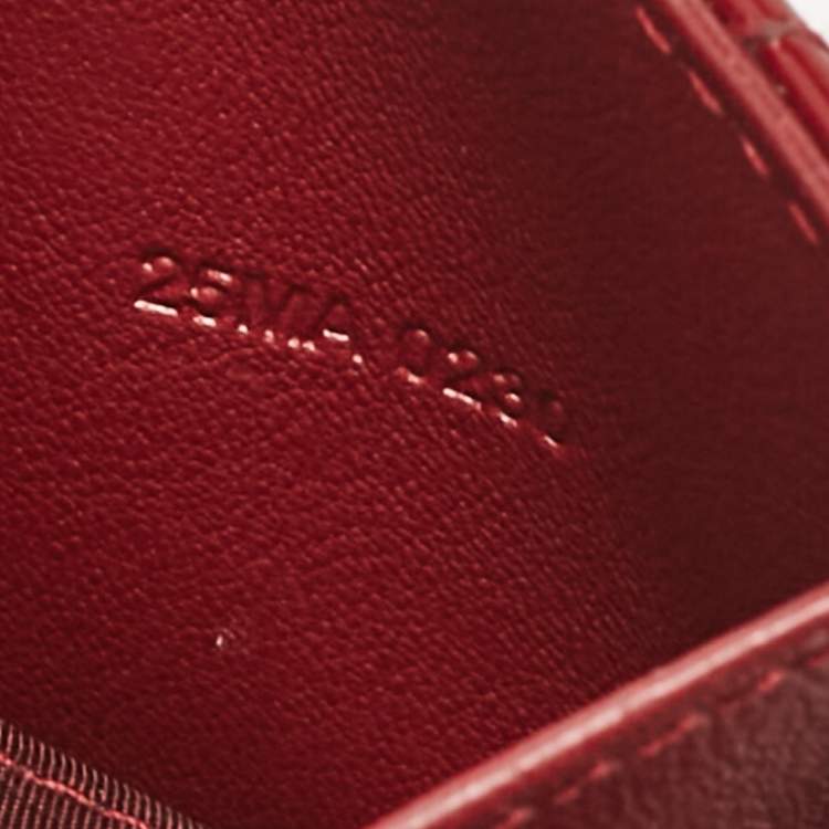 Pre Owned Dior Red Cannage Patent Leather Jasmine Card Holder
