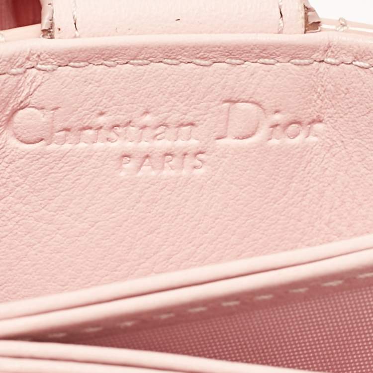 مملوكة مسبقًا Dior Light Pink Cannage Patent Leather Jasmine Card Holder