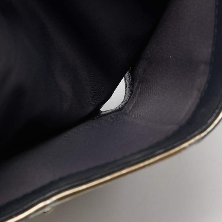 Pre Owned Dior Gold Mircoannage Patent Leather Diorama Trifold Wallet