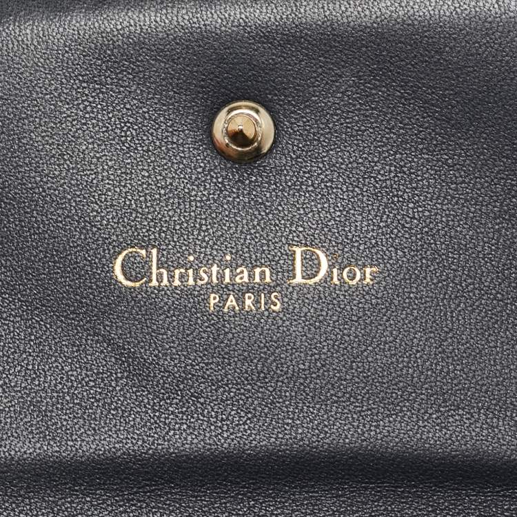 Pre Owned Dior Gold Mircoannage Patent Leather Diorama Trifold Wallet