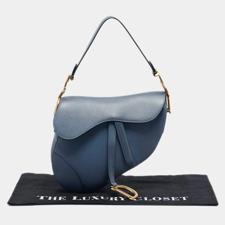 Pre Owned Dior Blue Leather Saddle Bag