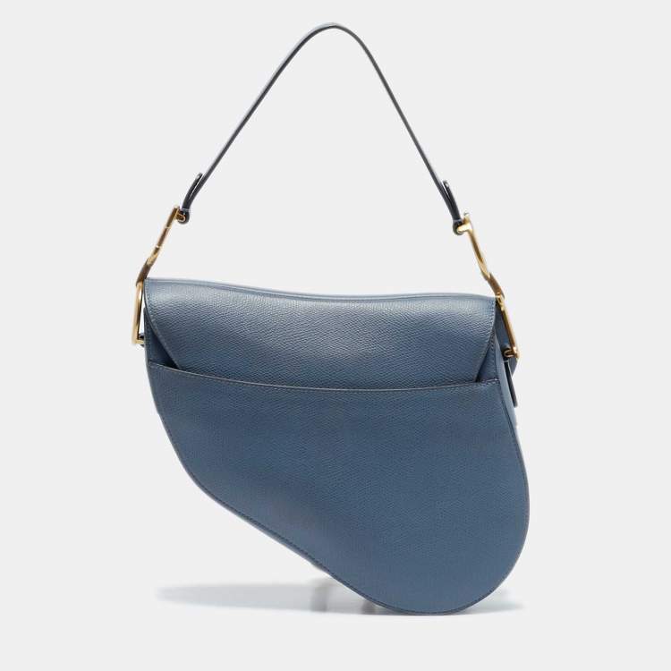 Pre Owned Dior Blue Leather Saddle Bag