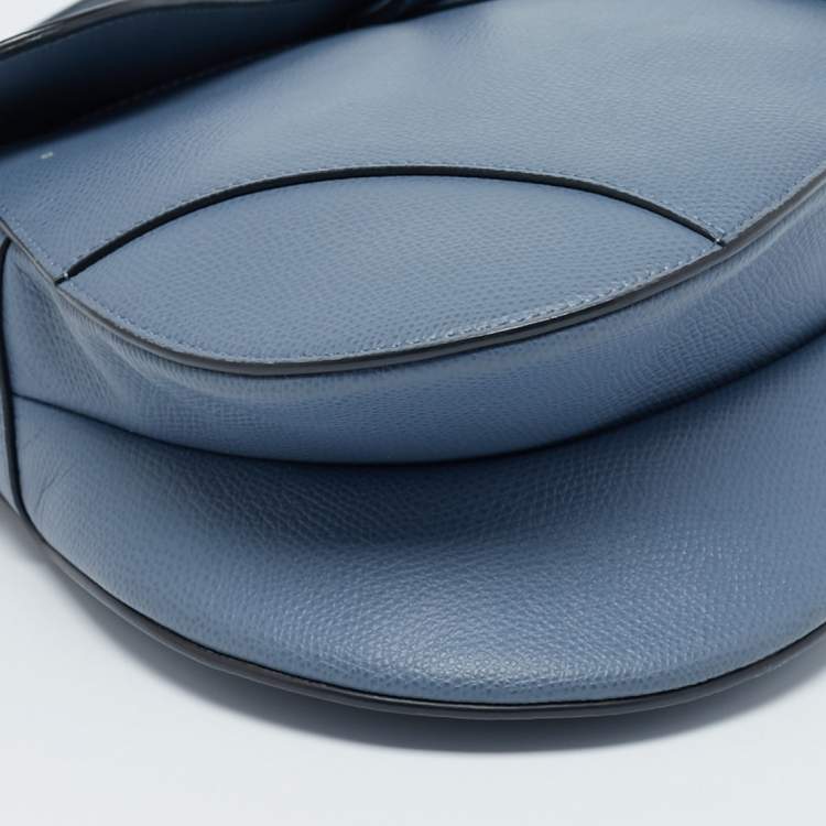 Pre Owned Dior Blue Leather Saddle Bag
