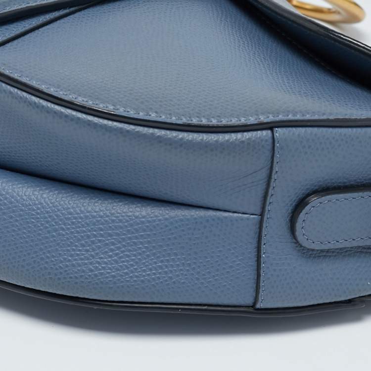 Pre Owned Dior Blue Leather Saddle Bag