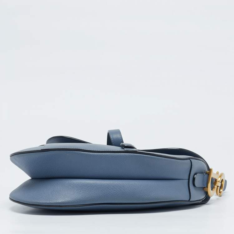 Pre Owned Dior Blue Leather Saddle Bag