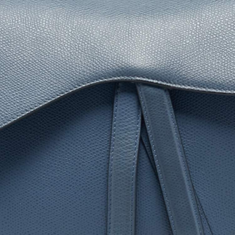 Pre Owned Dior Blue Leather Saddle Bag