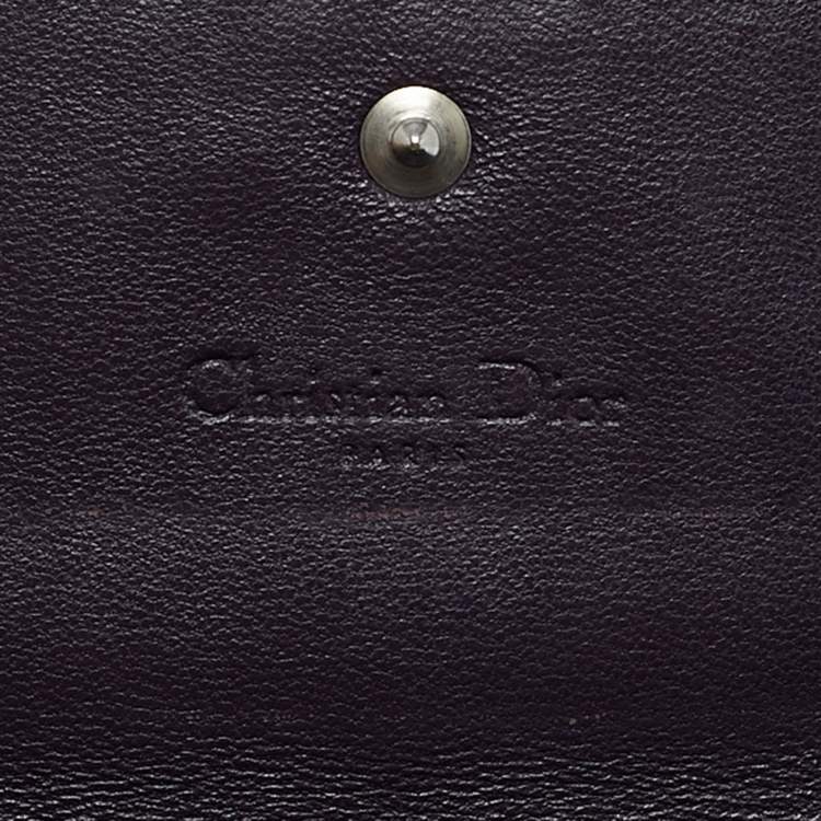 Pre Owned Dior Purple Cannage Patent Leather Lady Dior Wallet On Chain