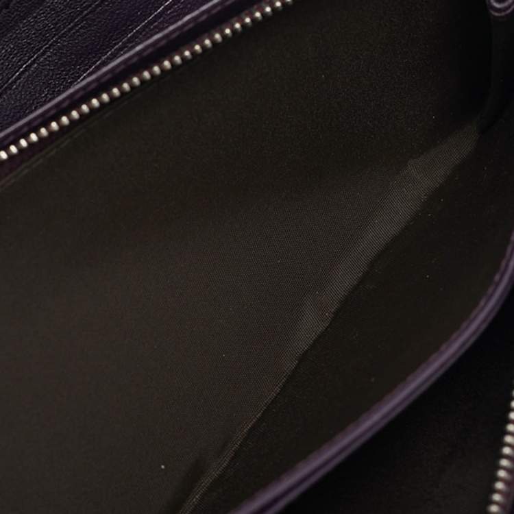 Pre Owned Dior Purple Cannage Patent Leather Lady Dior Wallet On Chain