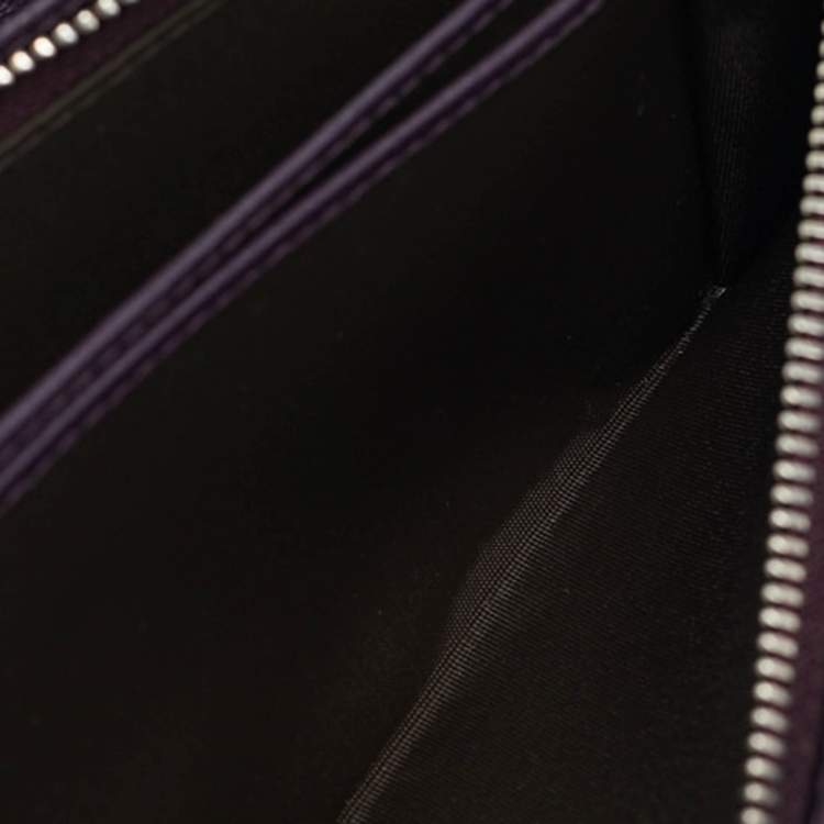 Pre Owned Dior Purple Cannage Patent Leather Lady Dior Wallet On Chain