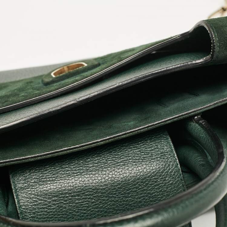 Pre Owned Dior Green Leather Medium Diorever Tote