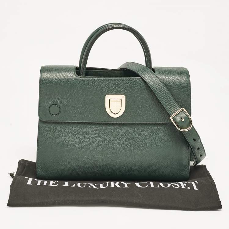 Pre Owned Dior Green Leather Medium Diorever Tote