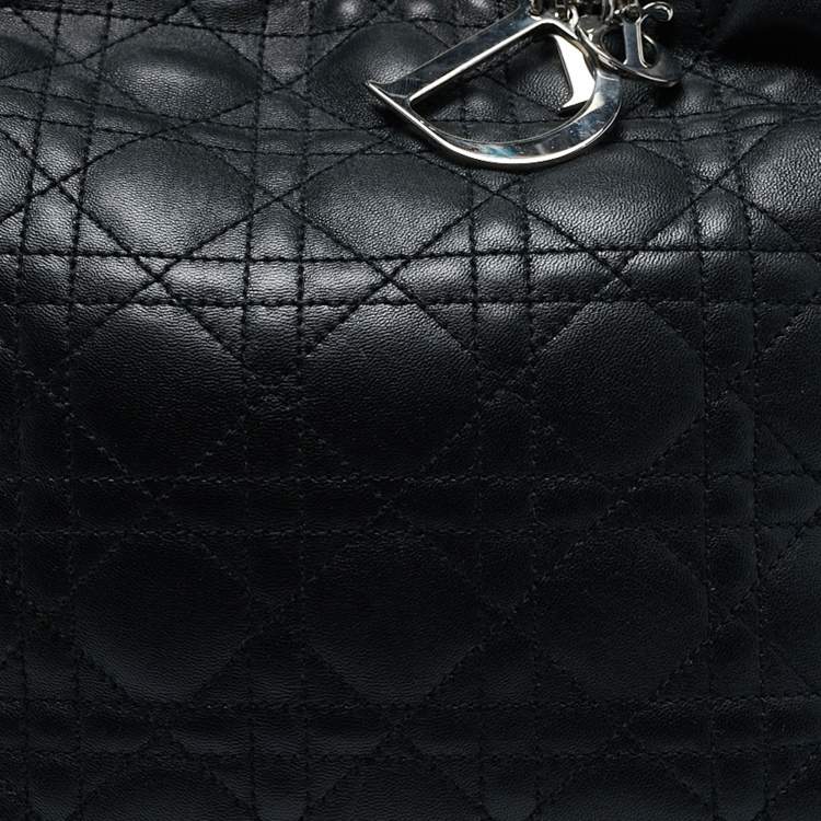 Pre Owned Dior Black Cannage Quilted Leather Soft Lady Dior Tote