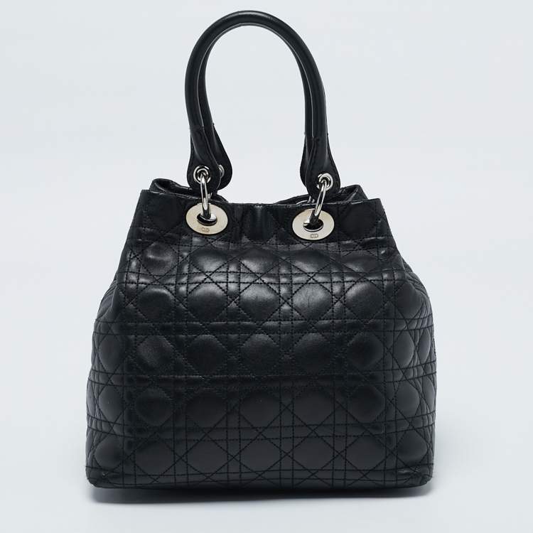 Pre Owned Dior Black Cannage Quilted Leather Soft Lady Dior Tote