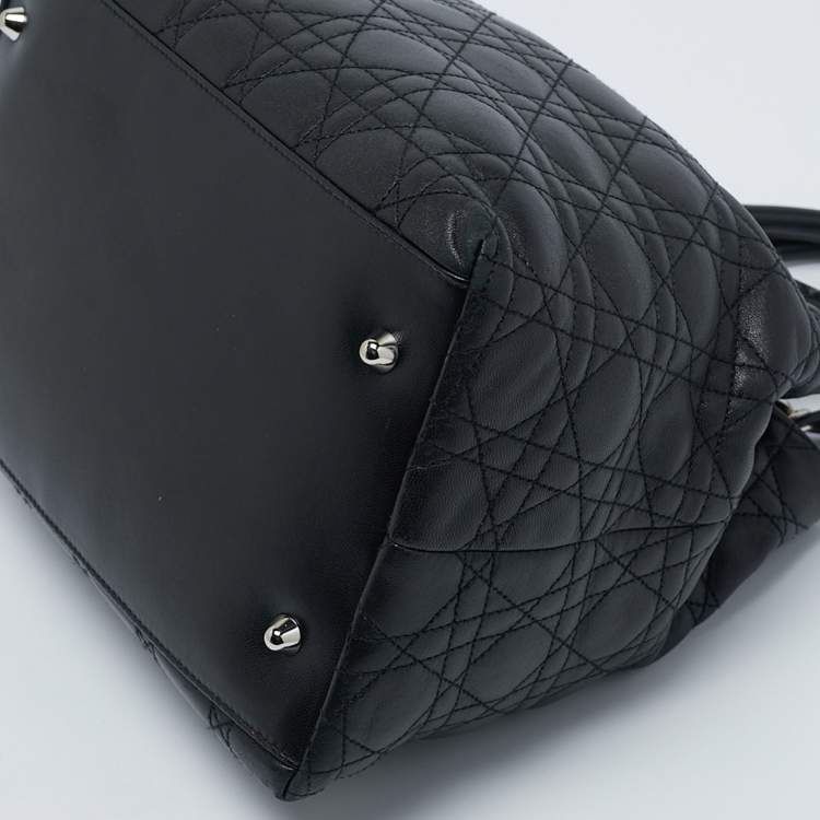 Pre Owned Dior Black Cannage Quilted Leather Soft Lady Dior Tote
