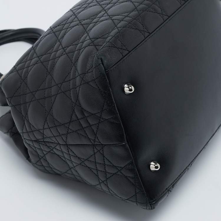 Pre Owned Dior Black Cannage Quilted Leather Soft Lady Dior Tote