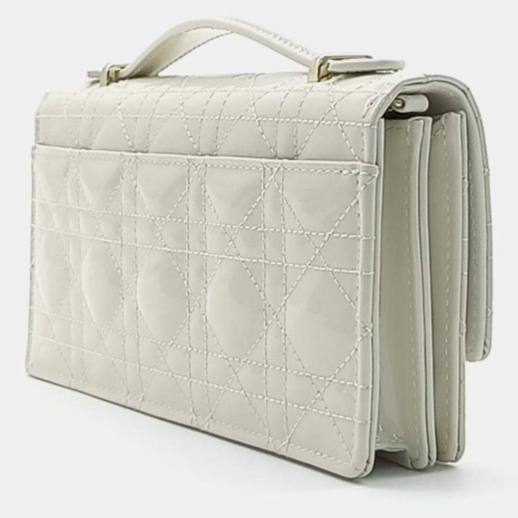 Pre Owned Dior White Patent Leather Patent My Mini Bag