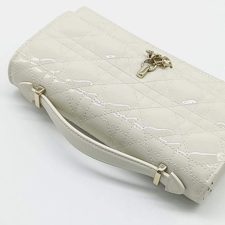 Pre Owned Dior White Patent Leather Patent My Mini Bag
