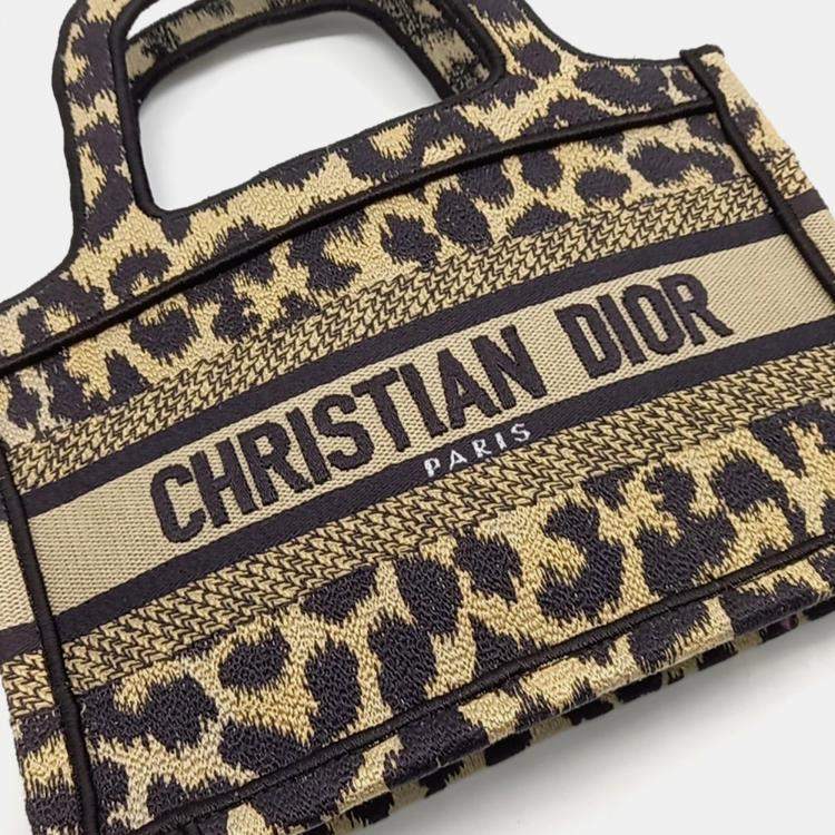 Pre Owned Dior Black Brown Fabric Mini Book Tote Bag