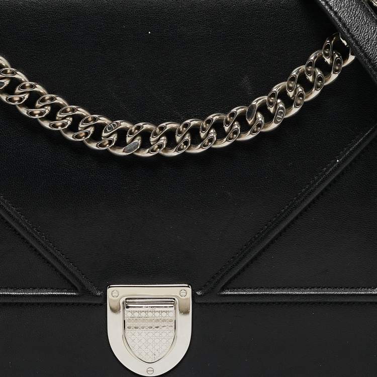 Pre Owned Dior Black Leather Large Diorama Flap Shoulder Bag