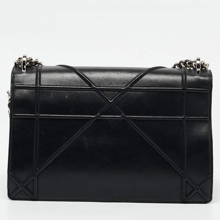Pre Owned Dior Black Leather Large Diorama Flap Shoulder Bag