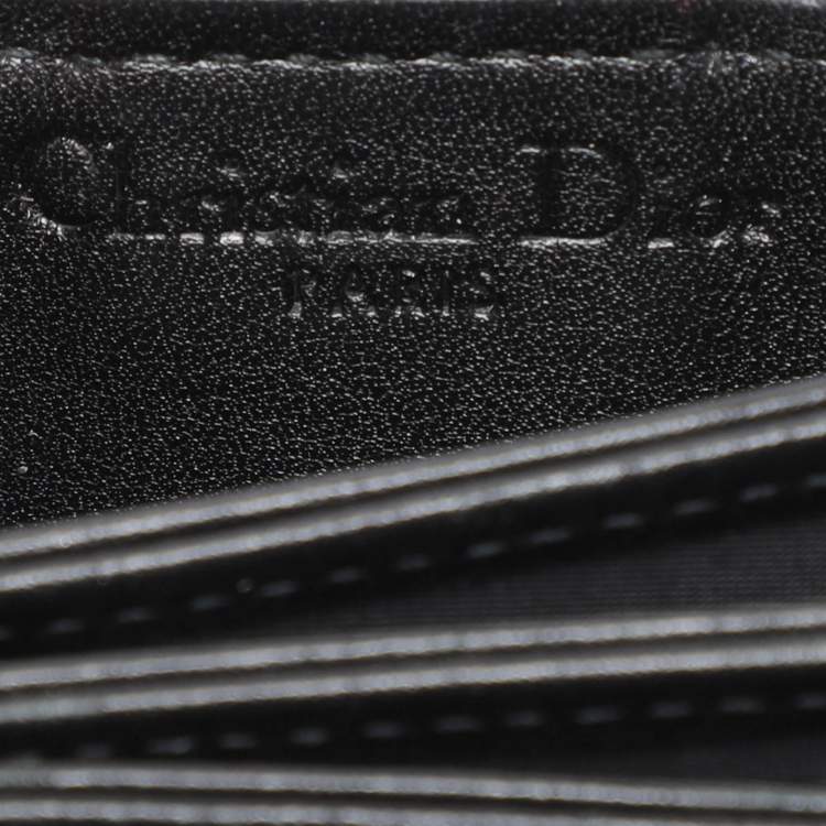 Pre Owned Dior Black Cannage Patent Leather Lady Dior 5 Gusset Card Holder