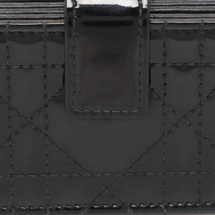Pre Owned Dior Black Cannage Patent Leather Lady Dior 5 Gusset Card Holder