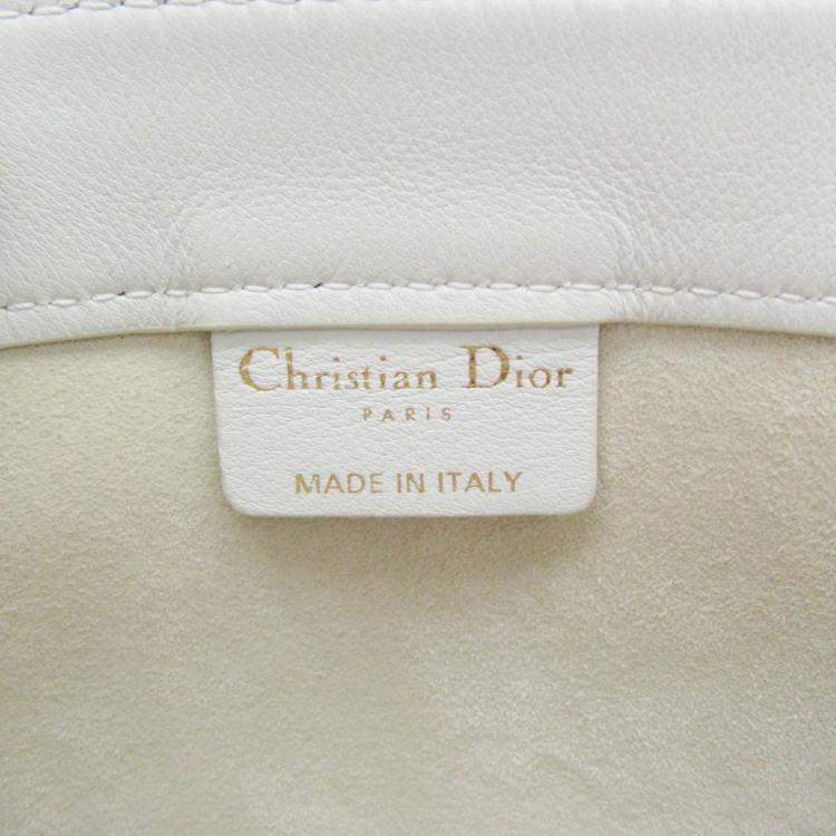 Pre Owned Christian Dior Black White Book Medium Leather Tote Bag