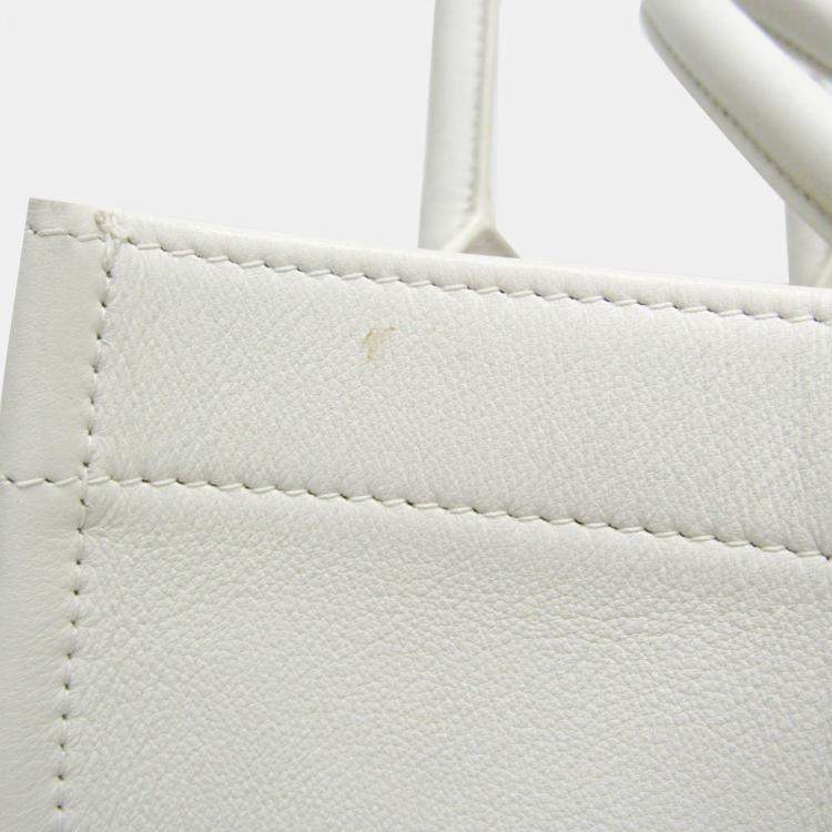Pre Owned Christian Dior Black White Book Medium Leather Tote Bag