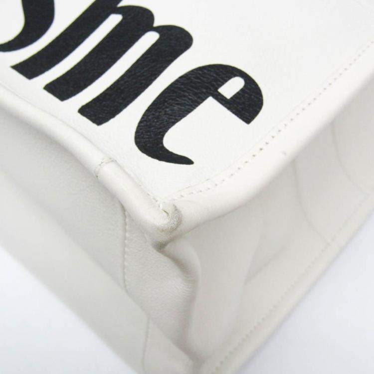Pre Owned Christian Dior Black White Book Medium Leather Tote Bag