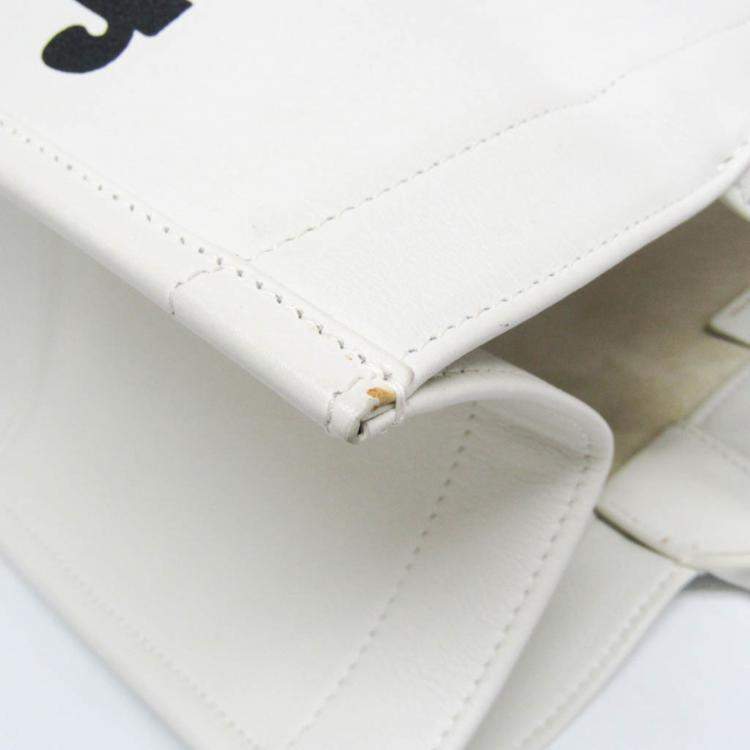 Pre Owned Christian Dior Black White Book Medium Leather Tote Bag