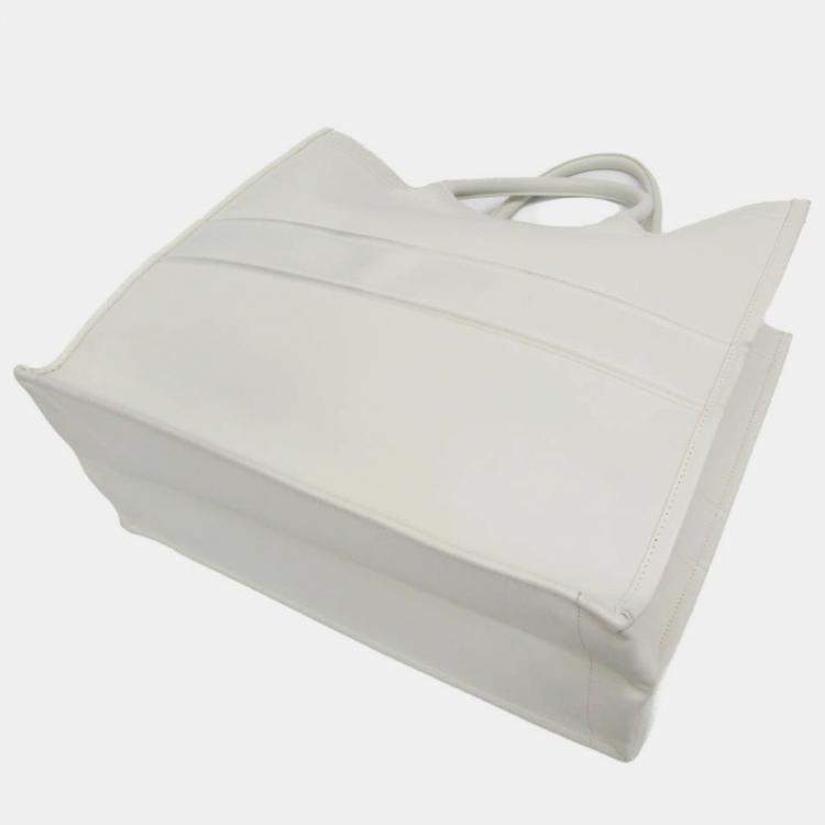Pre Owned Christian Dior Black White Book Medium Leather Tote Bag