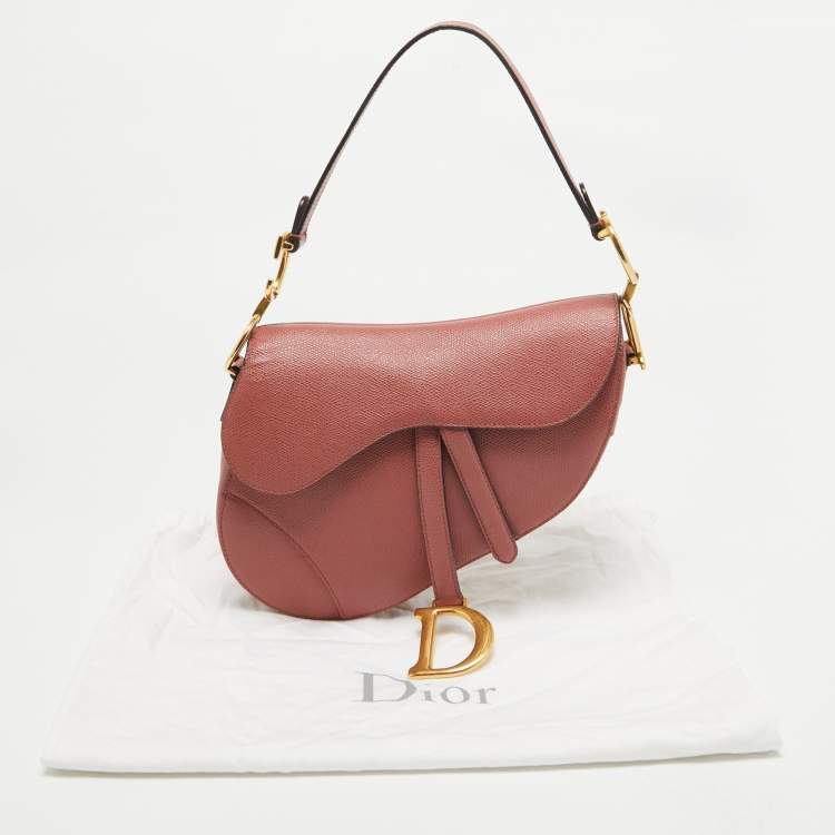 Pre Owned Dior Pink Leather Saddle Bag