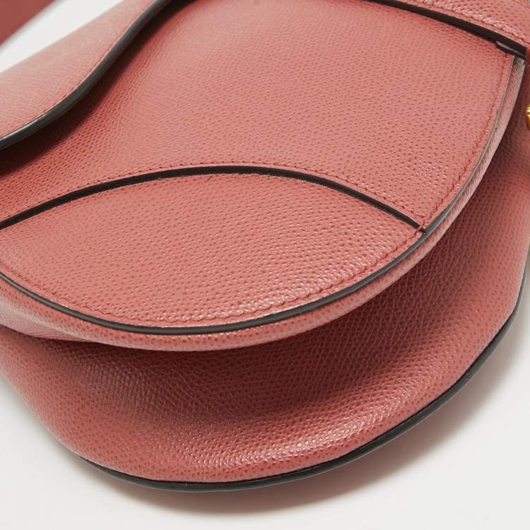 Pre Owned Dior Pink Leather Saddle Bag