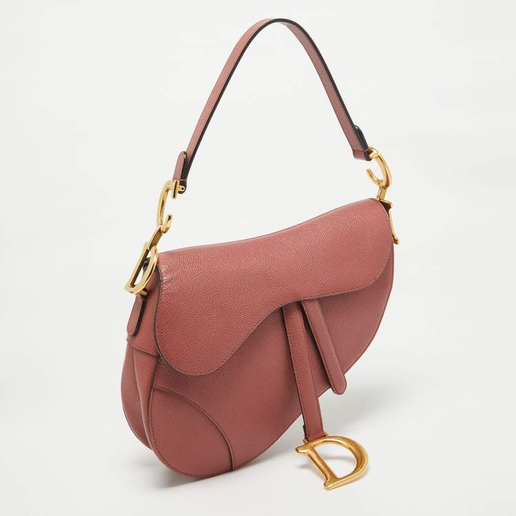 Pre Owned Dior Pink Leather Saddle Bag