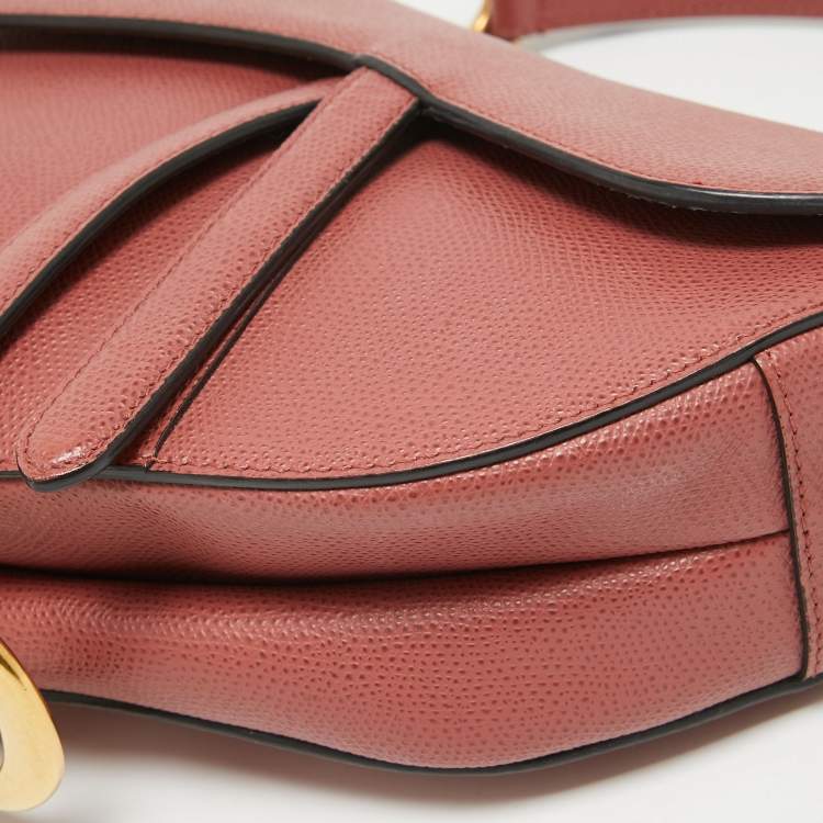 Pre Owned Dior Pink Leather Saddle Bag