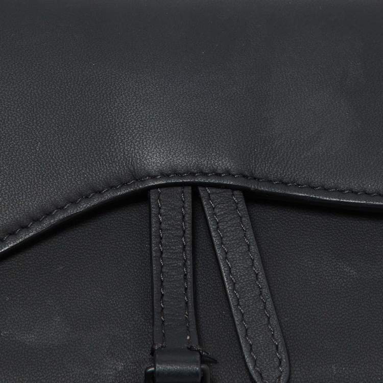 Pre Owned Dior Black Leather Saddle Flap Belt Bag